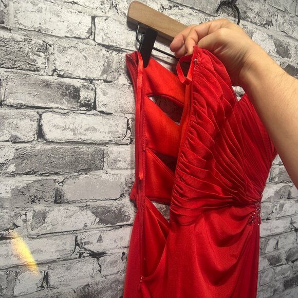 EUC Xscape Strapless Beaded Cut Out Back Prom Dress Size 0 (Red) STYLE# XS6876 - Picture 10 of 15